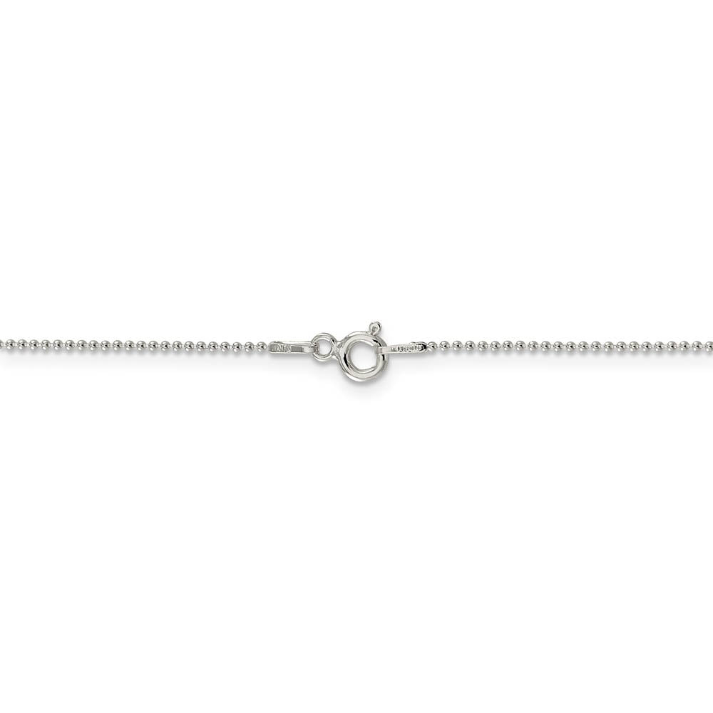 Alternate view of the 1 mm, Sterling Silver, Beaded Chain Anklet - 10 inch by The Black Bow Jewelry Co.