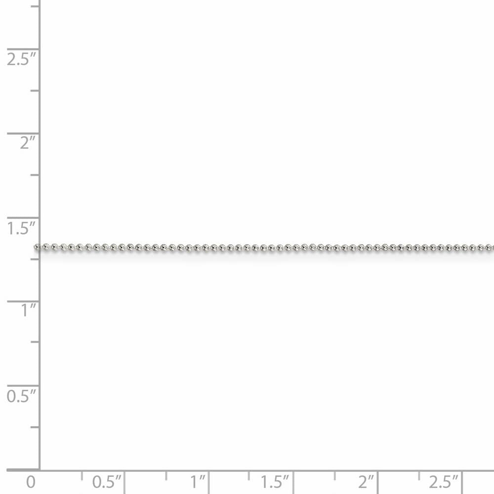 Alternate view of the 1 mm, Sterling Silver, Beaded Chain Anklet - 10 inch by The Black Bow Jewelry Co.