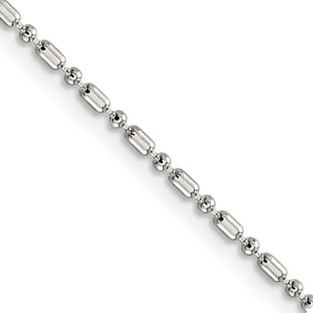1.5mm Sterling Silver Solid Fancy Beaded Chain Anklet, Item C8020-A by The Black Bow Jewelry Co.