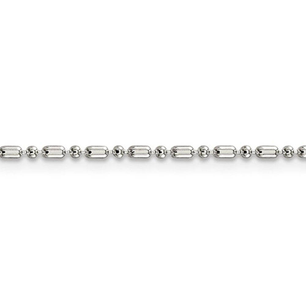 Alternate view of the 1.5mm Sterling Silver Solid Fancy Beaded Chain Necklace by The Black Bow Jewelry Co.