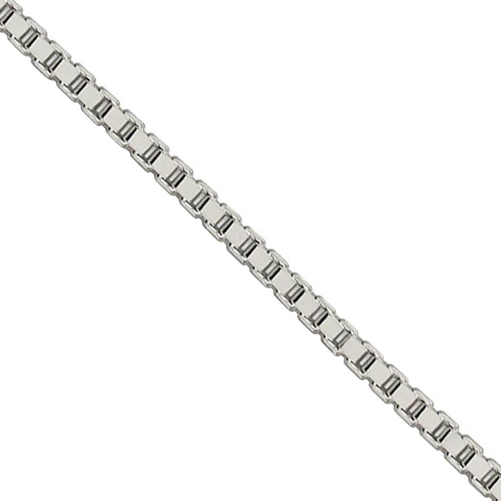 2.5mm Sterling Silver, Solid Box Chain Necklace, Item C8029 by The Black Bow Jewelry Co.