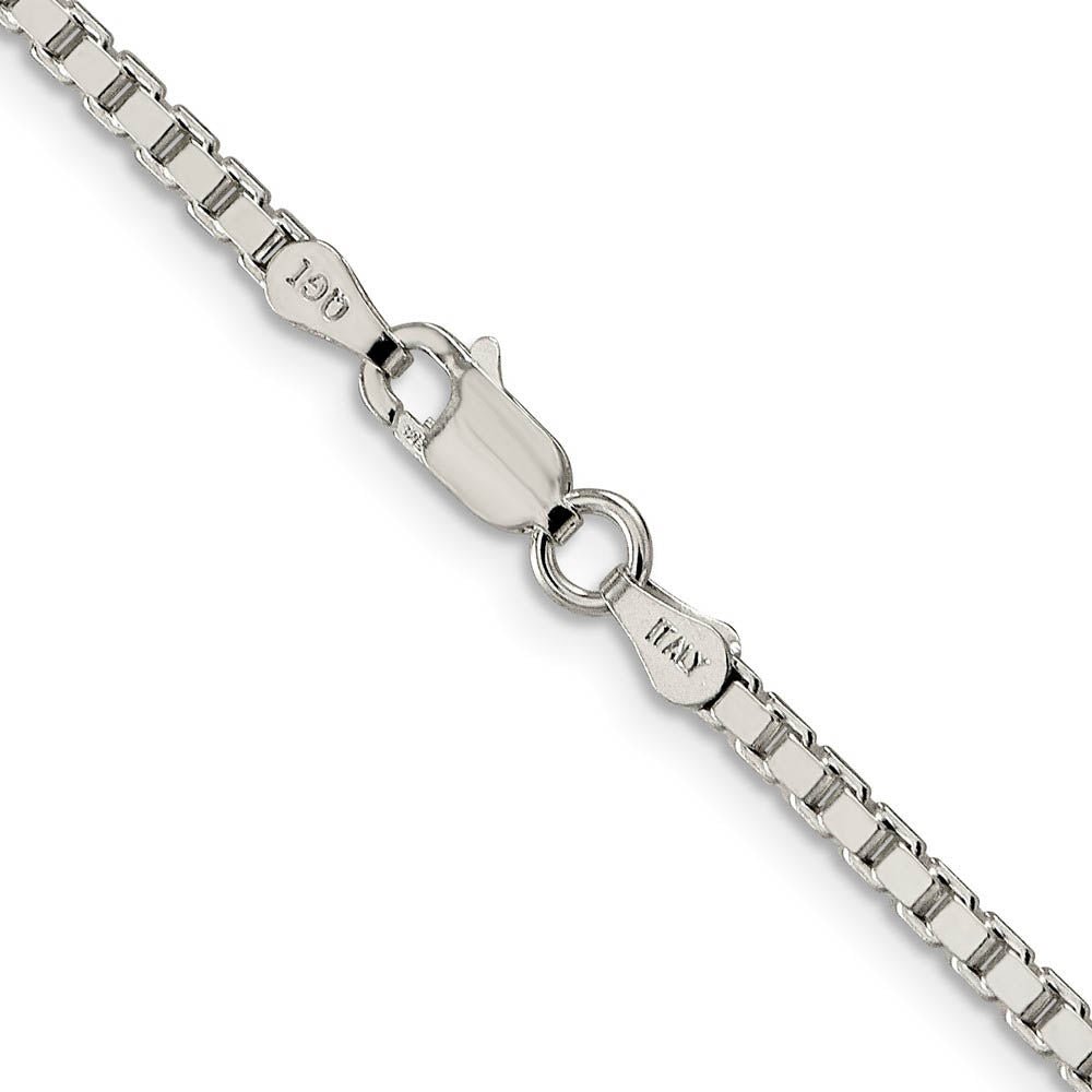 Alternate view of the 2.5mm Sterling Silver, Solid Box Chain Bracelet by The Black Bow Jewelry Co.