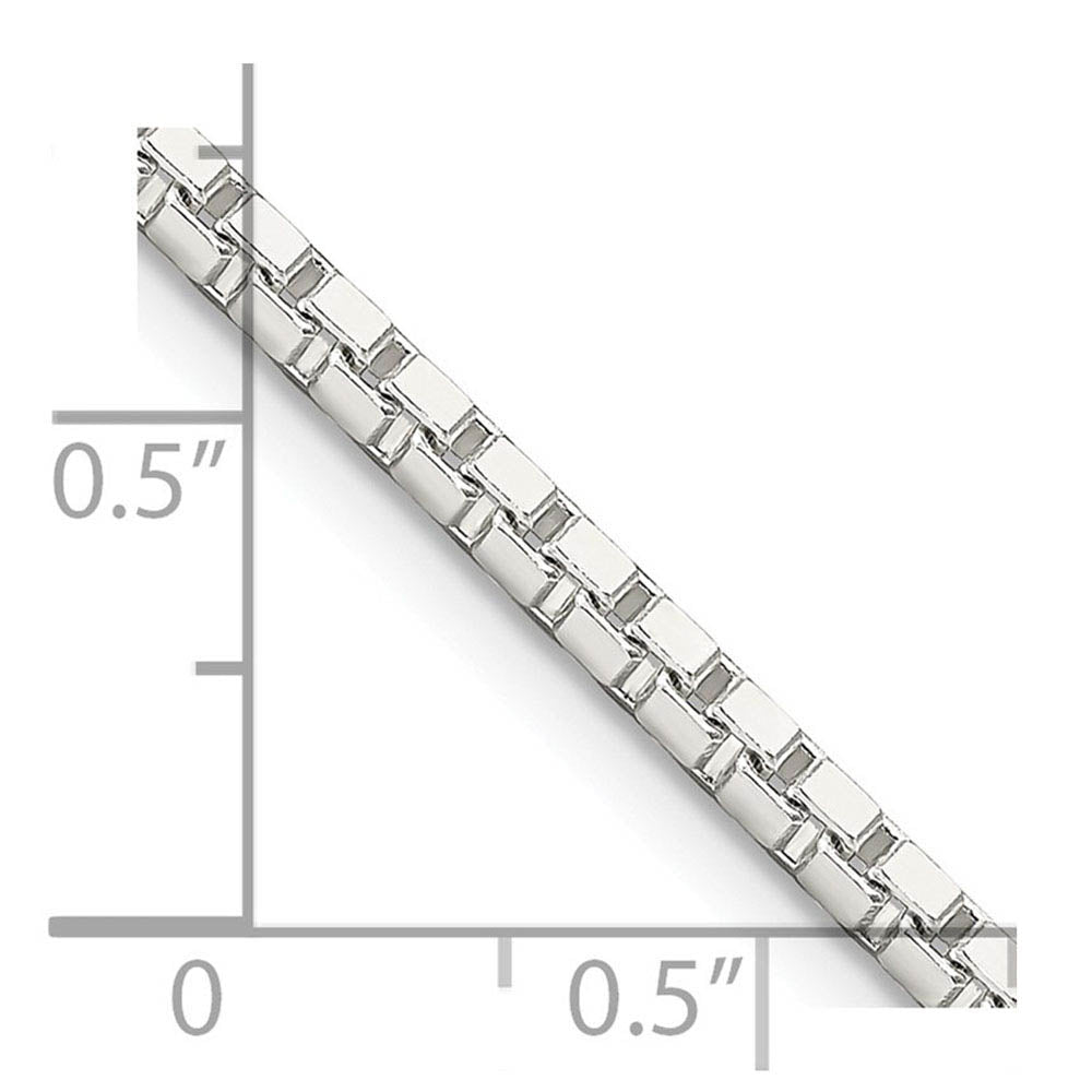 Alternate view of the 2.5mm Sterling Silver, Solid Box Chain Bracelet by The Black Bow Jewelry Co.