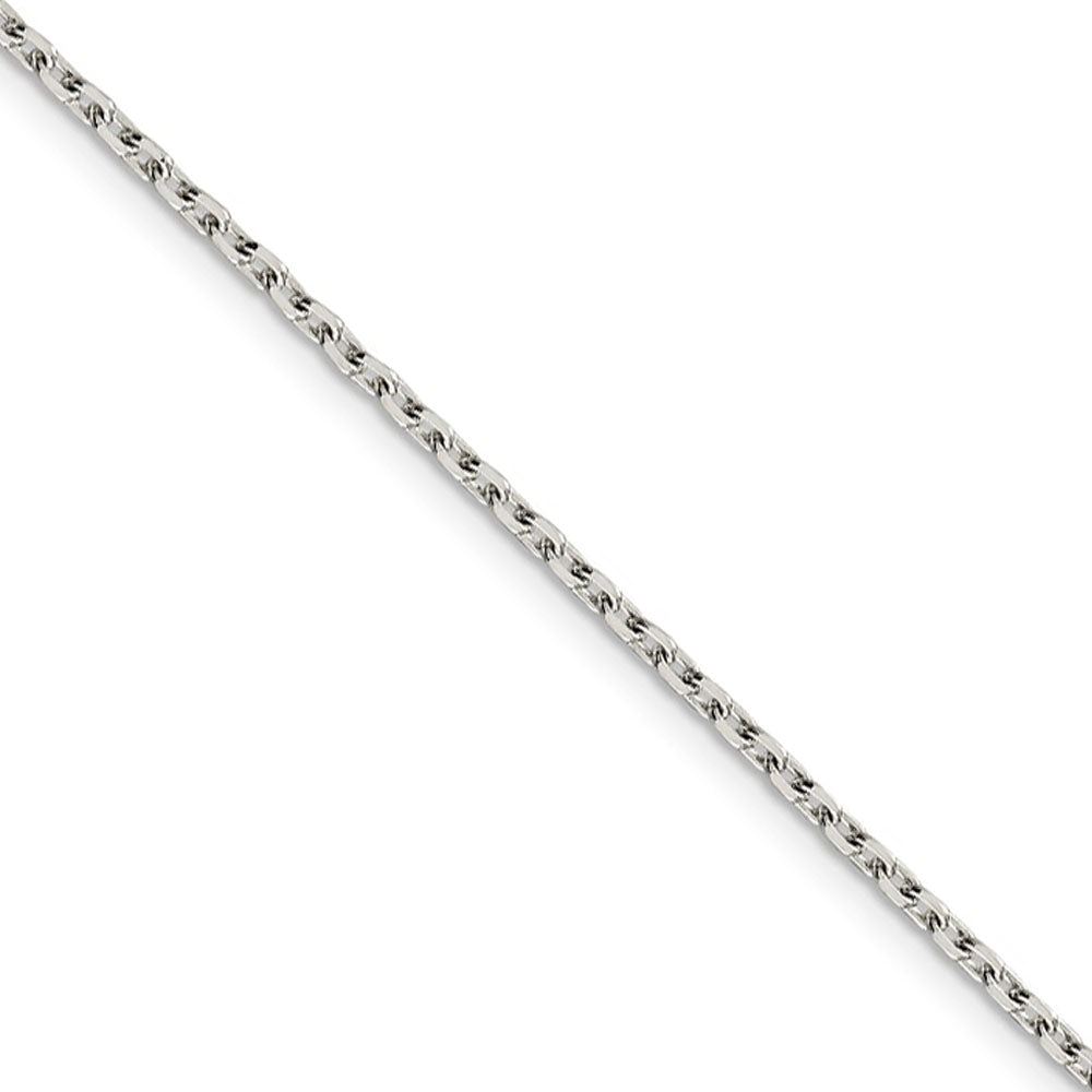 2mm Sterling Silver Solid Beveled Oval Cable Chain Necklace, Item C8035 by The Black Bow Jewelry Co.