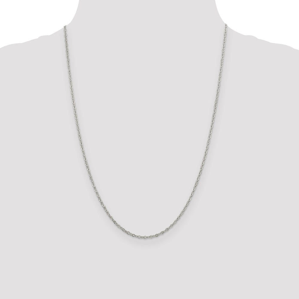 Alternate view of the 2.25mm Sterling Silver, Fancy Pendant Chain Necklace, 24 Inch by The Black Bow Jewelry Co.
