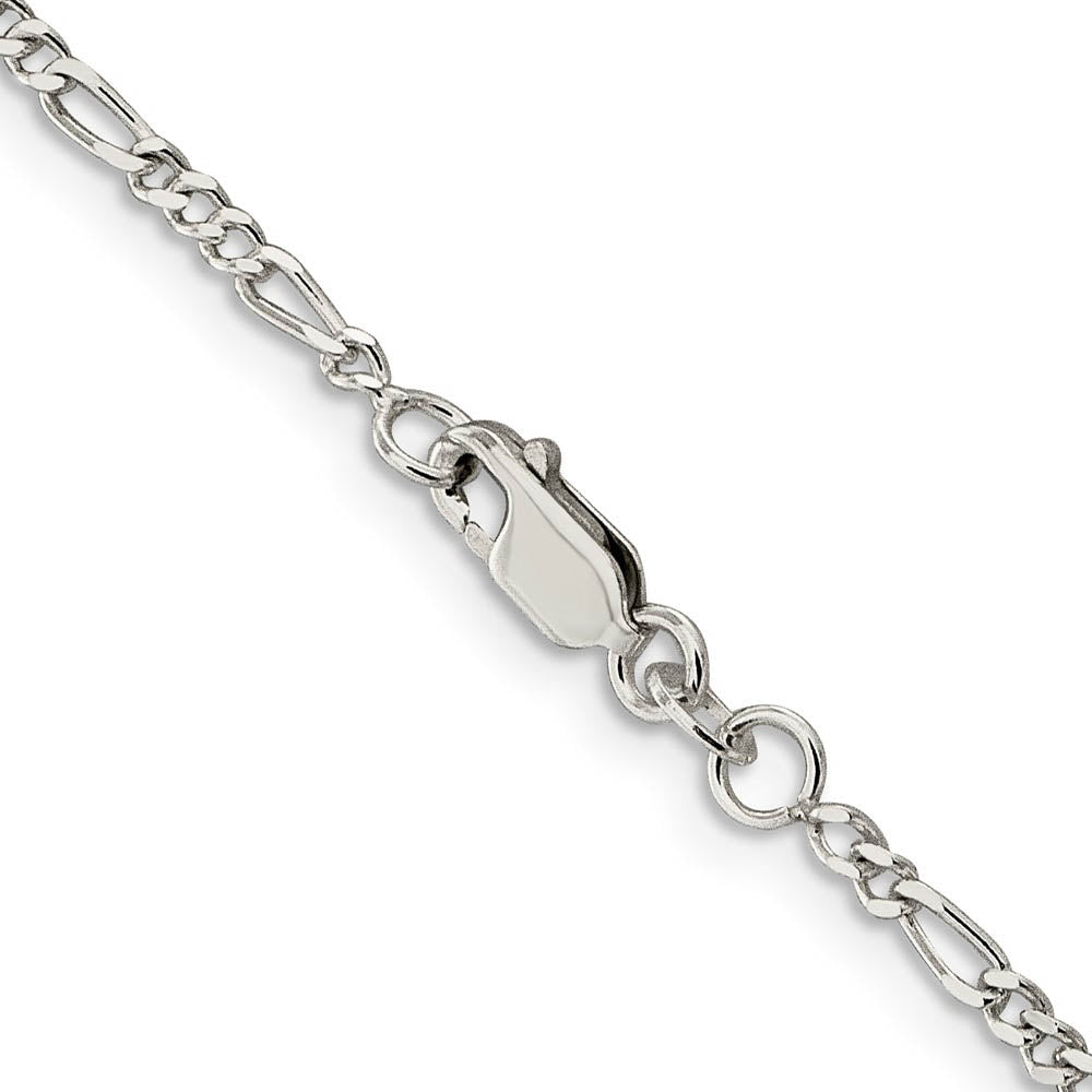 Alternate view of the 2.25mm Sterling Silver, Solid Figaro Chain Necklace by The Black Bow Jewelry Co.
