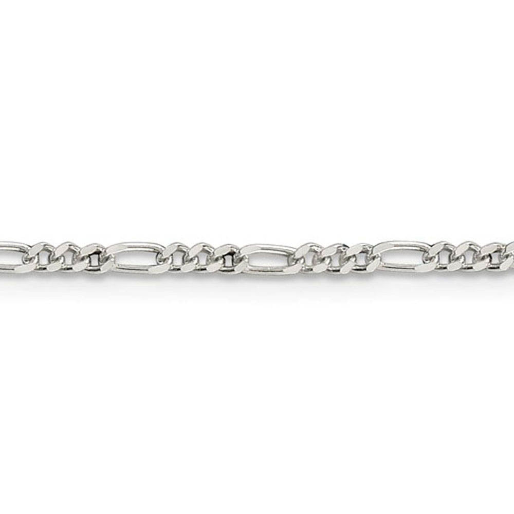 Alternate view of the 2.25mm Sterling Silver, Solid Figaro Chain Bracelet by The Black Bow Jewelry Co.