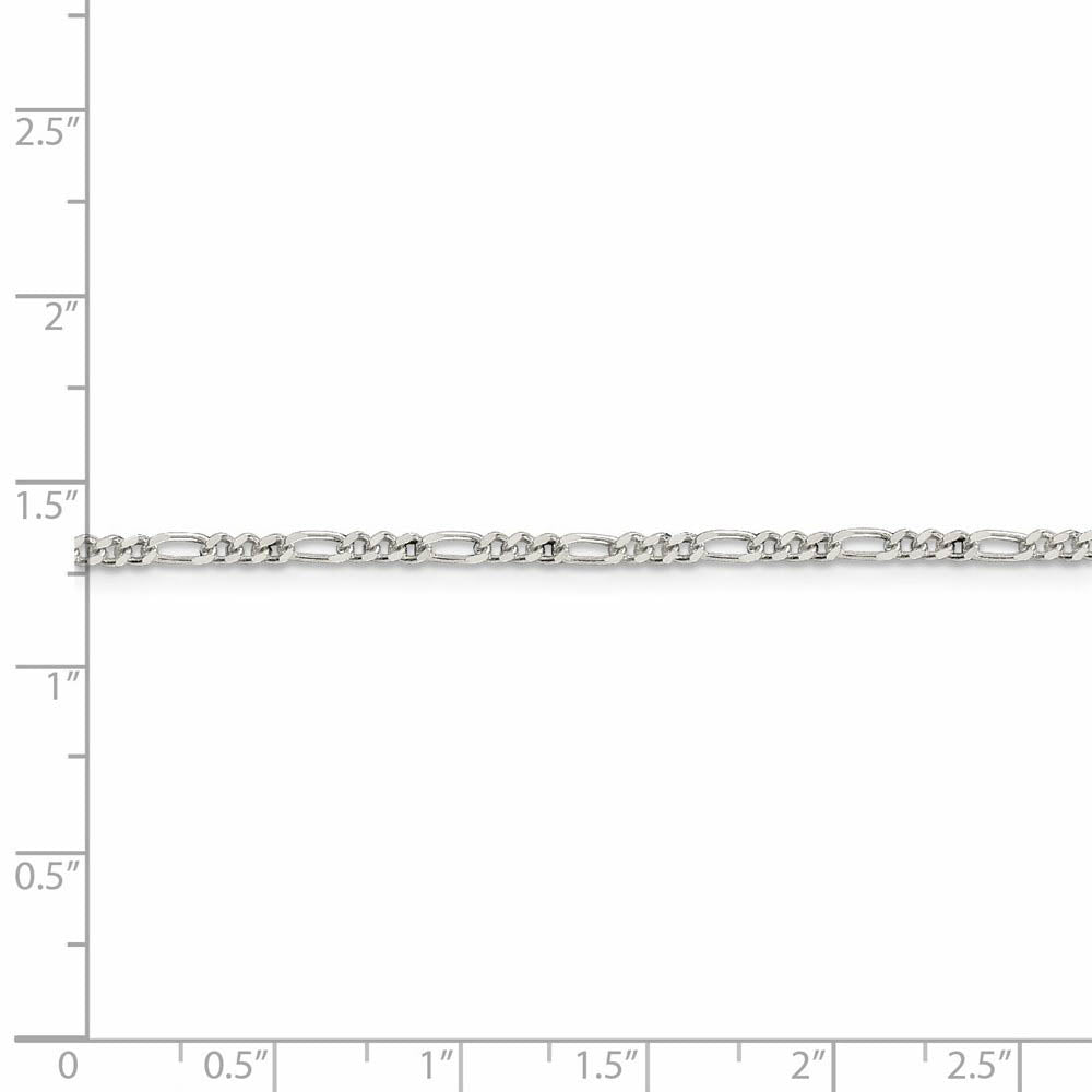 Alternate view of the 2.25mm Sterling Silver, Solid Figaro Chain Bracelet by The Black Bow Jewelry Co.