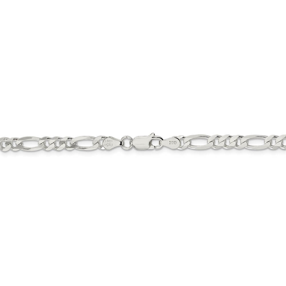 Alternate view of the 4.5mm Sterling Silver, Solid Figaro Chain Necklace by The Black Bow Jewelry Co.