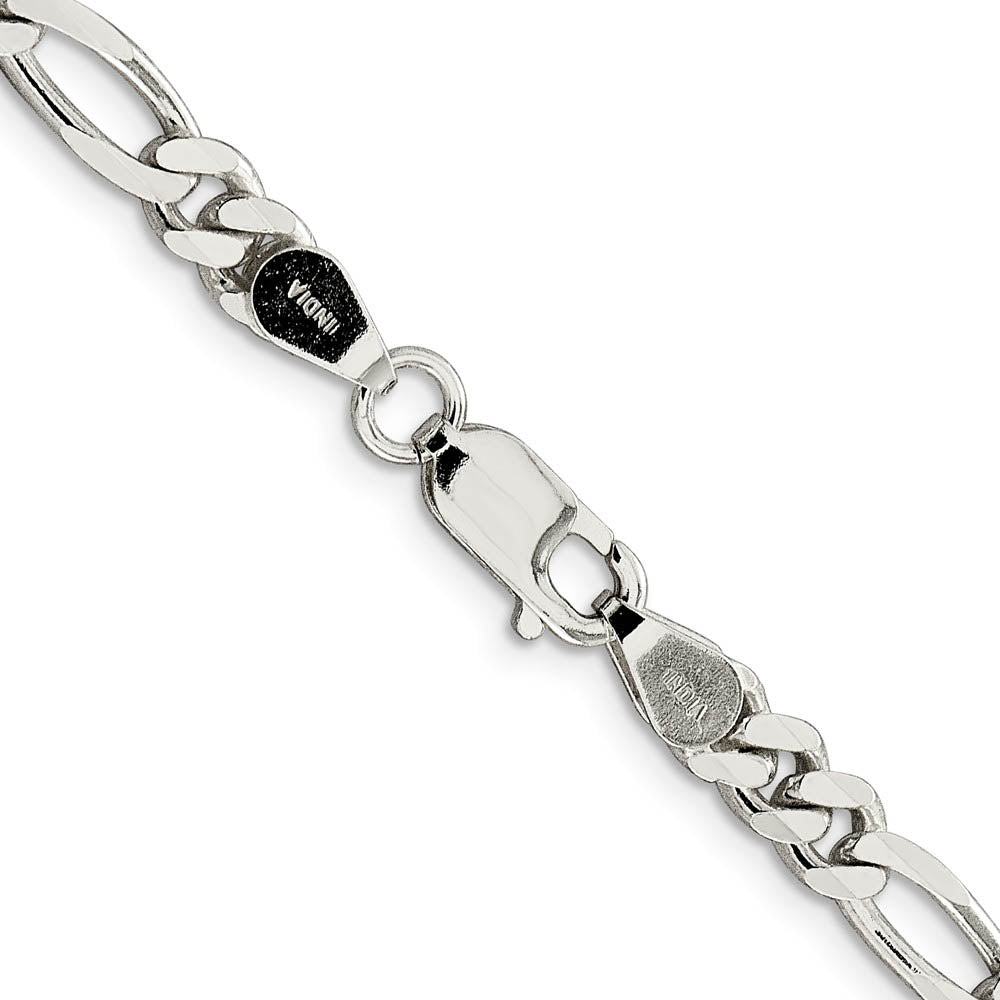 Alternate view of the 5.25mm Sterling Silver, Solid Figaro Chain Bracelet by The Black Bow Jewelry Co.