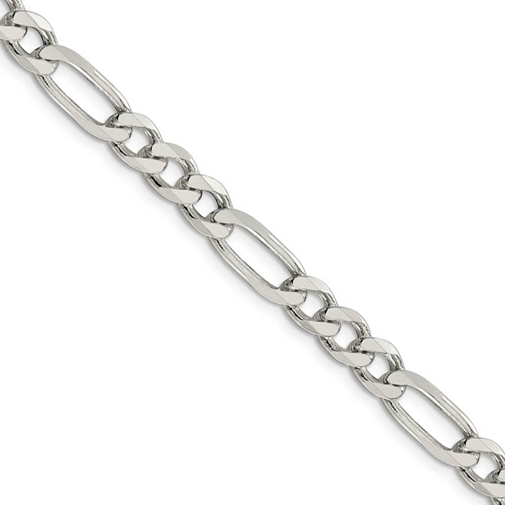 6.75mm Sterling Silver Solid Figaro Chain Bracelet, Item C8053-B by The Black Bow Jewelry Co.