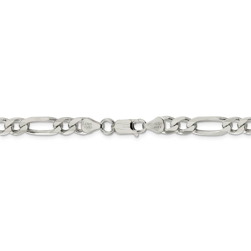 Alternate view of the 6.75mm Sterling Silver Solid Figaro Chain Bracelet by The Black Bow Jewelry Co.