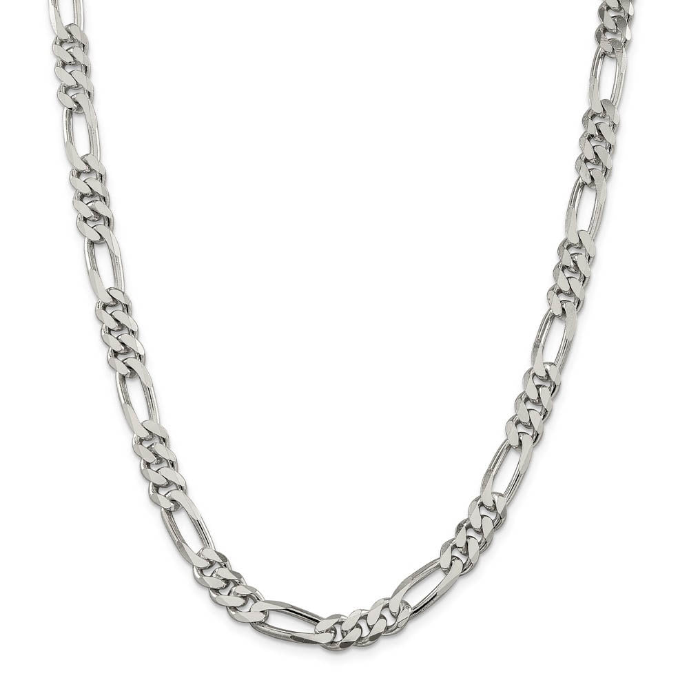 Alternate view of the Men's 8mm Sterling Silver, Solid Figaro Chain Necklace by The Black Bow Jewelry Co.