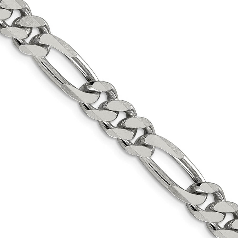 Men's 8mm Sterling Silver, Solid Figaro Chain Necklace, Item C8054 by The Black Bow Jewelry Co.