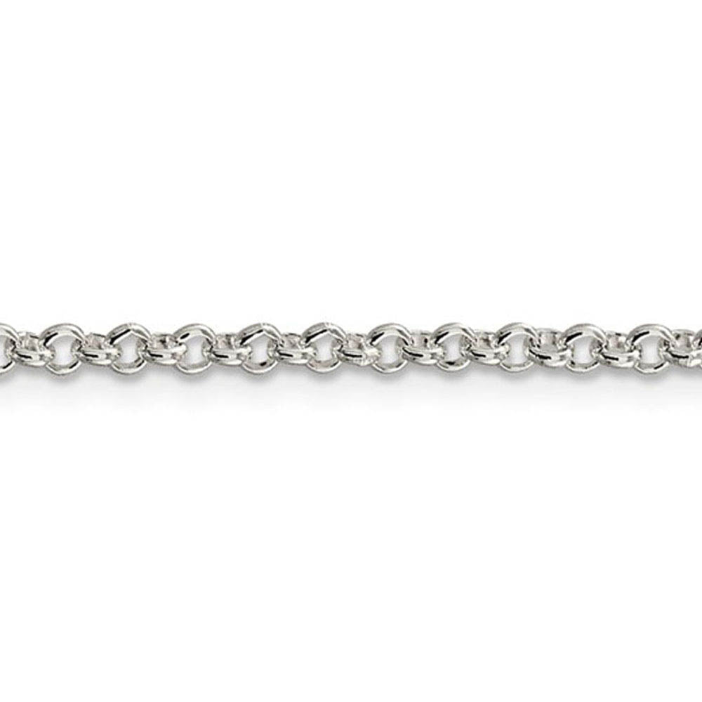 Alternate view of the 2.5mm Sterling Silver, Solid Rolo Chain Anklet or Bracelet by The Black Bow Jewelry Co.