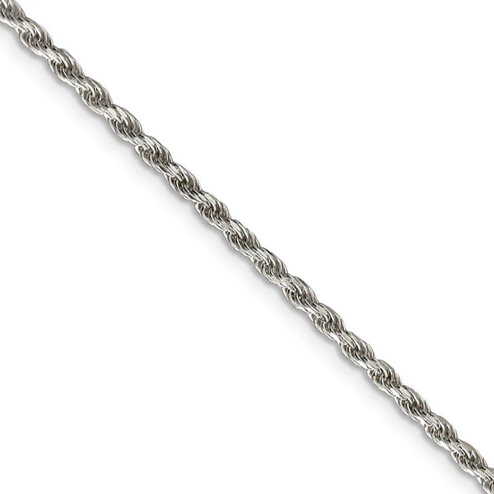 2.25mm Sterling Silver, Diamond Cut Solid Rope Chain Necklace