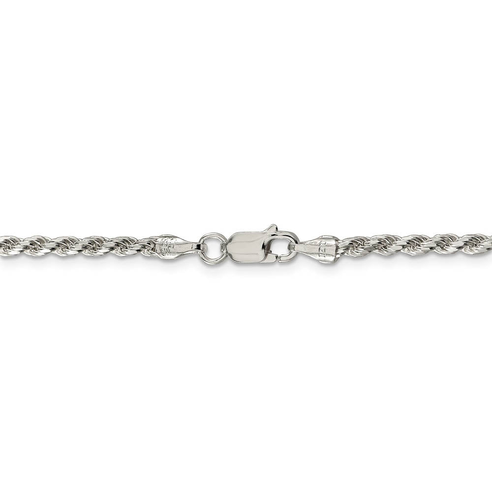 Alternate view of the 2.75mm Sterling Silver Diamond Cut Solid Rope Chain Bracelet by The Black Bow Jewelry Co.