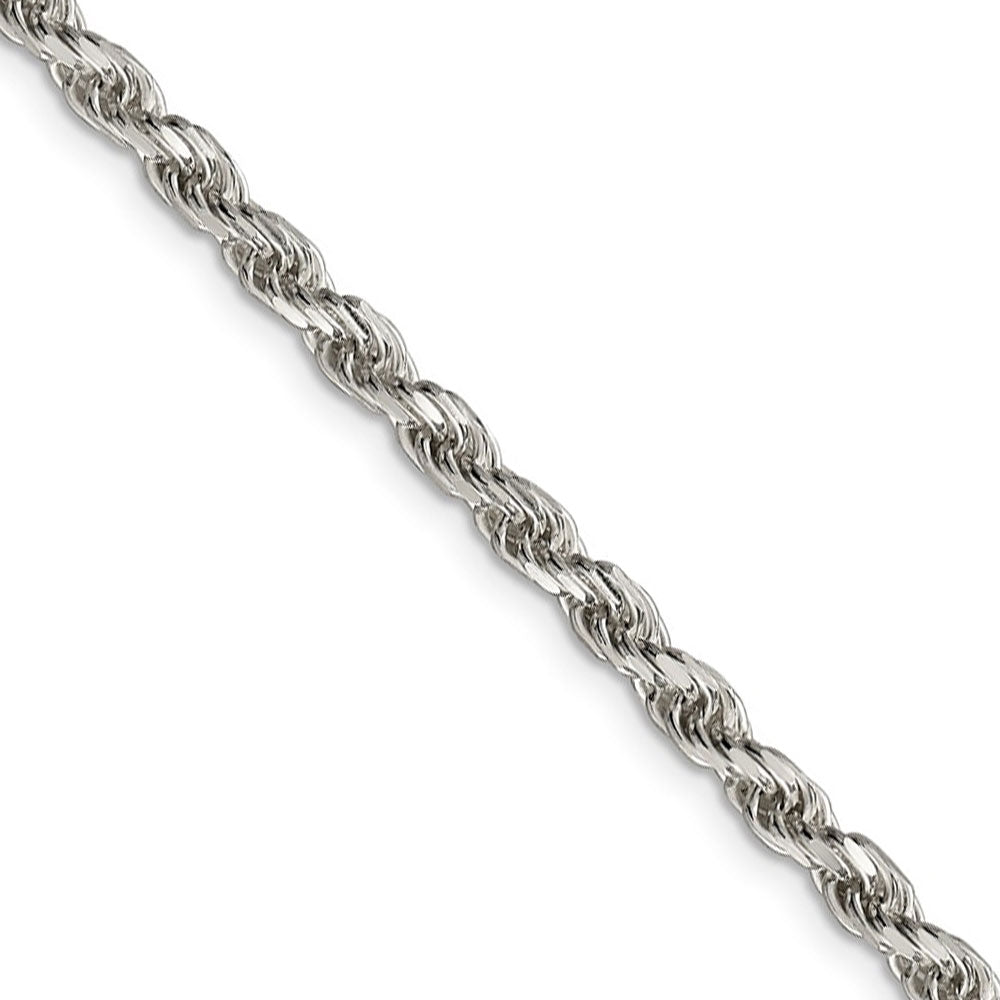 3.5mm Sterling Silver, Diamond Cut Solid Rope Chain Necklace, Item C8070 by The Black Bow Jewelry Co.