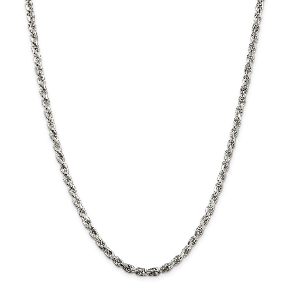 Alternate view of the 3.5mm Sterling Silver, Diamond Cut Solid Rope Chain Necklace by The Black Bow Jewelry Co.