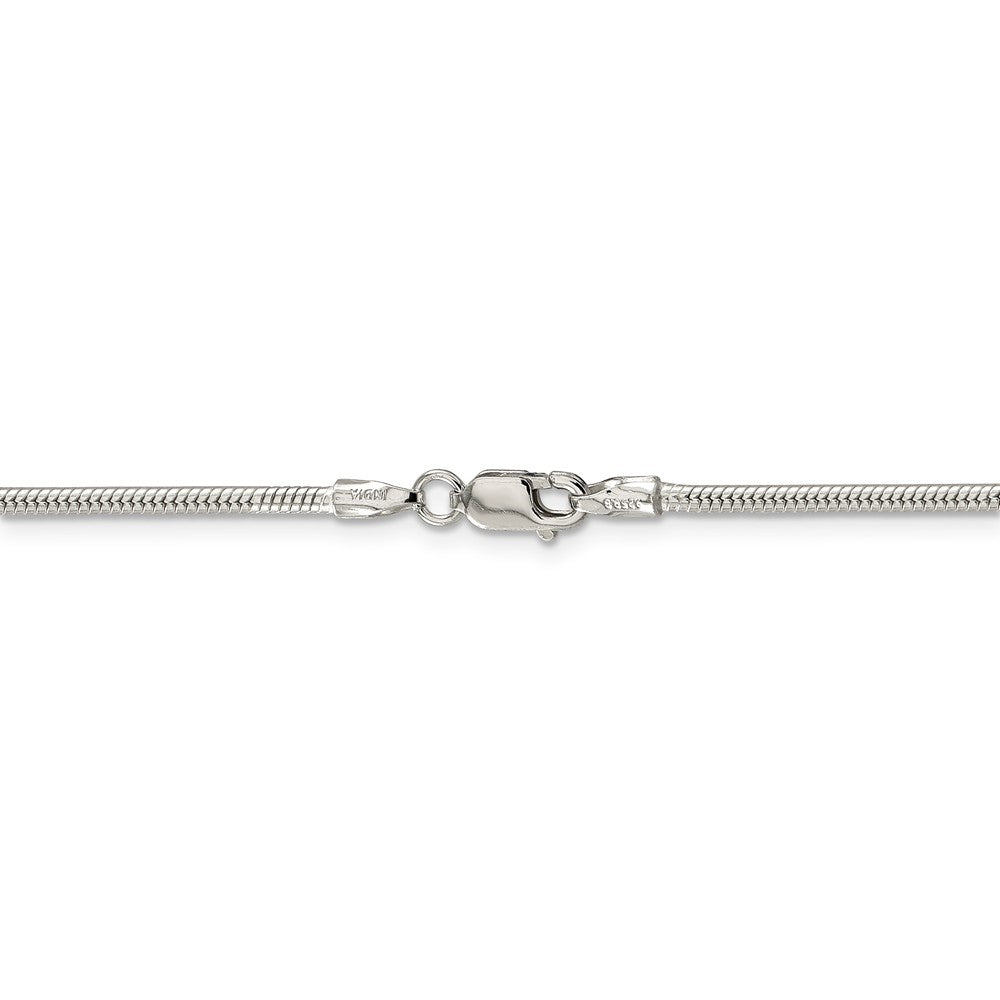 Alternate view of the 1.75mm Sterling Silver, Round Solid Snake Chain Necklace by The Black Bow Jewelry Co.