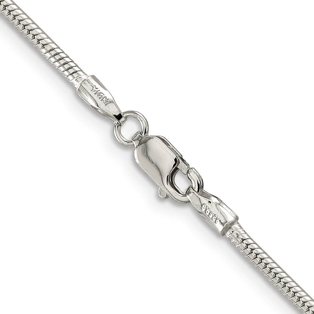 Alternate view of the 1.75mm Sterling Silver, Round Solid Snake Chain Bracelet by The Black Bow Jewelry Co.