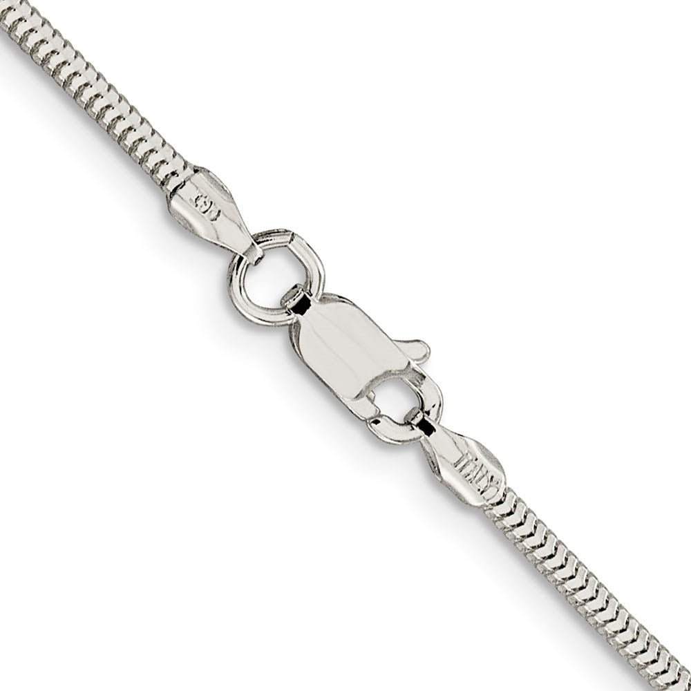 Alternate view of the 2mm Sterling Silver Diamond Cut Solid Round Snake Chain Necklace by The Black Bow Jewelry Co.