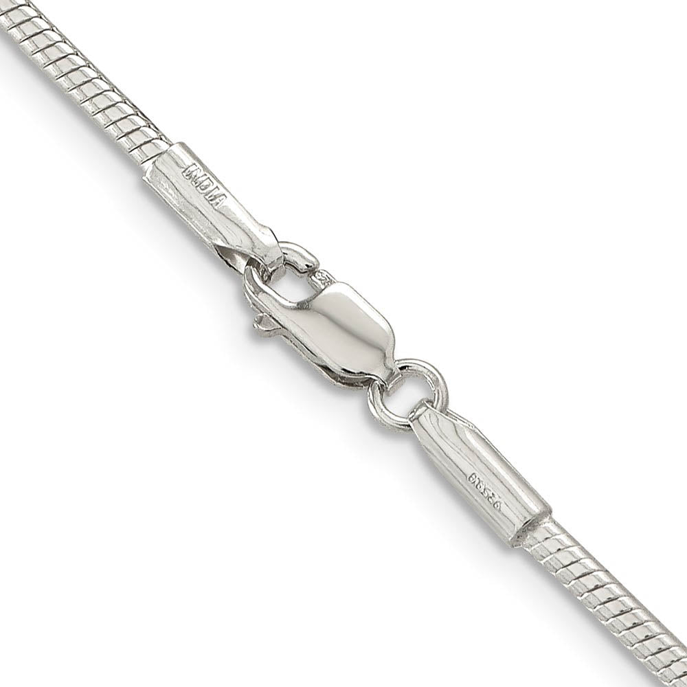 Alternate view of the 2mm Sterling Silver, Round Solid Snake Chain Bracelet by The Black Bow Jewelry Co.