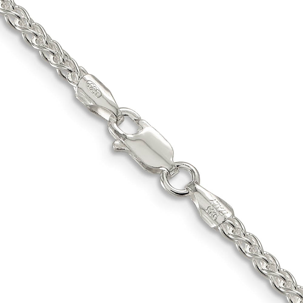Alternate view of the 2.5mm Sterling Silver, Round Solid Spiga Chain Bracelet by The Black Bow Jewelry Co.