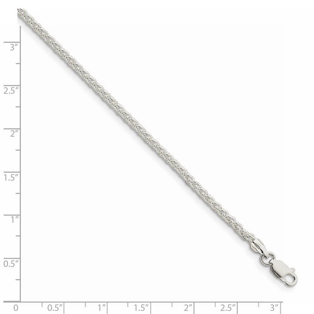 Alternate view of the 2.5mm Sterling Silver, Round Solid Spiga Chain Bracelet by The Black Bow Jewelry Co.