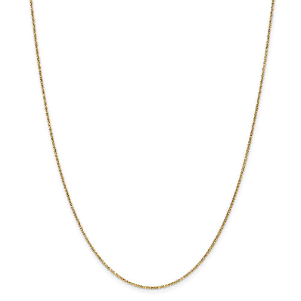 Alternate view of the 1mm, 14k Yellow Gold Solid Cable Chain Necklace by The Black Bow Jewelry Co.