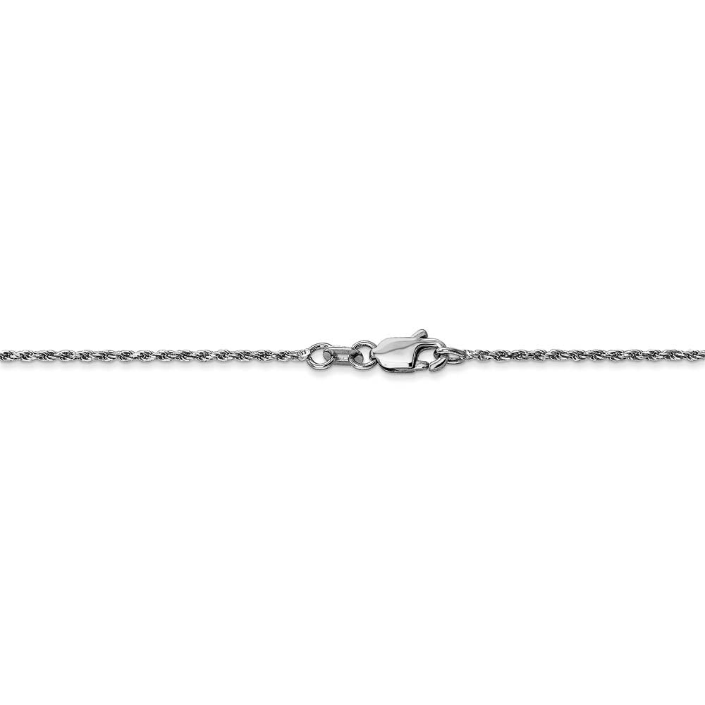 Alternate view of the 1.15mm, 14k White Gold, Diamond Cut Solid Rope Chain Necklace by The Black Bow Jewelry Co.