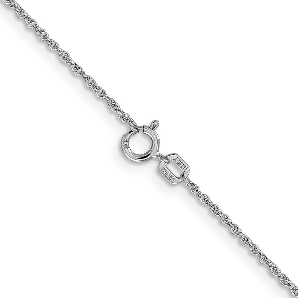 Alternate view of the 1.1mm, 14K White Gold, Solid Baby Rope Chain Necklace by The Black Bow Jewelry Co.