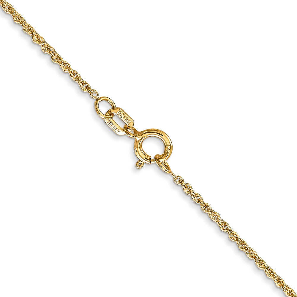 Alternate view of the 1.1mm, 14K Yellow Gold, Solid Baby Rope Chain Necklace by The Black Bow Jewelry Co.