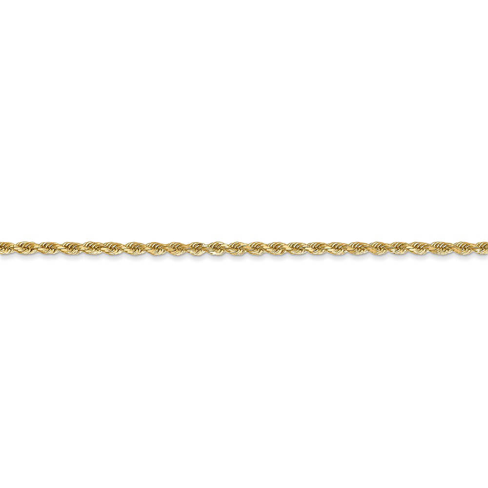 Alternate view of the 1.75mm, 14k Yellow Gold Solid D/C Rope Chain Anklet or Bracelet by The Black Bow Jewelry Co.