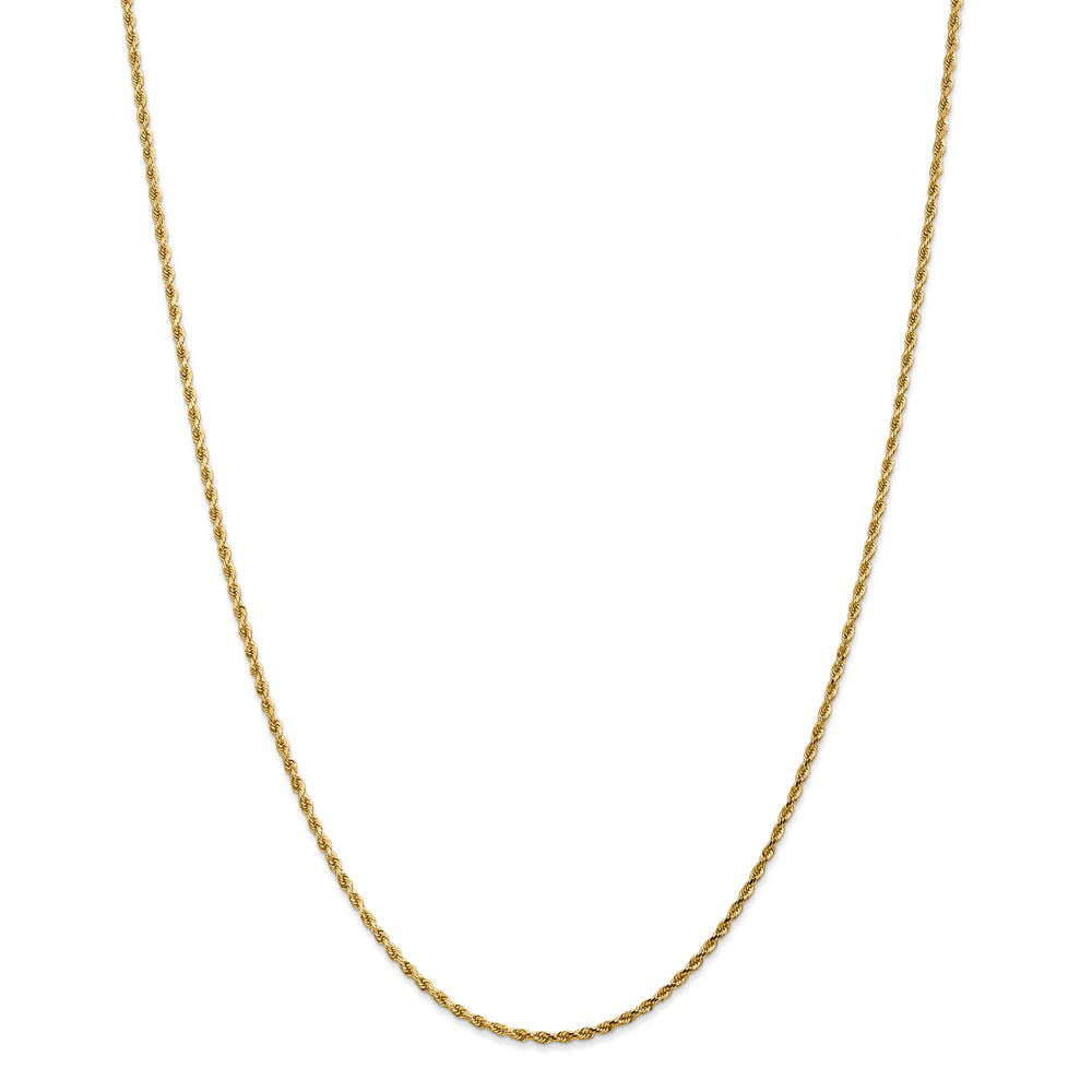 Alternate view of the 1.75mm, 14k Yellow Gold Solid Diamond Cut Rope Chain Necklace by The Black Bow Jewelry Co.