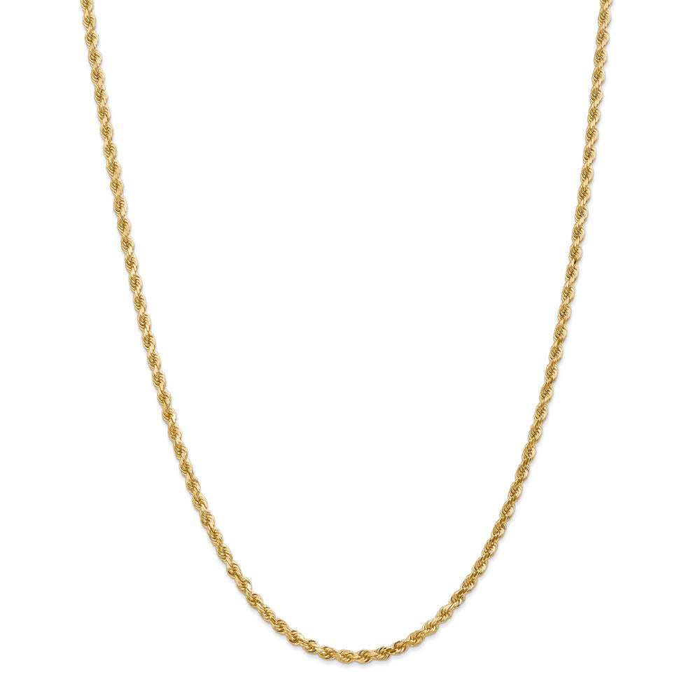 Alternate view of the 3.25mm, 14k Yellow Gold, Diamond Cut Solid Rope Chain Necklace by The Black Bow Jewelry Co.