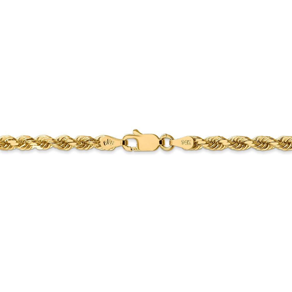 Alternate view of the 3.5mm, 14k Yellow Gold, Diamond Cut Solid  Rope Chain Necklace by The Black Bow Jewelry Co.