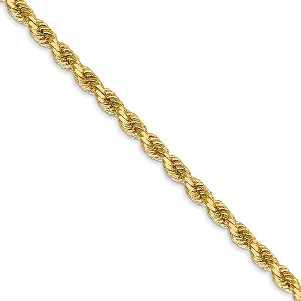 3.5mm, 14k Yellow Gold, Diamond Cut Solid  Rope Chain Necklace
