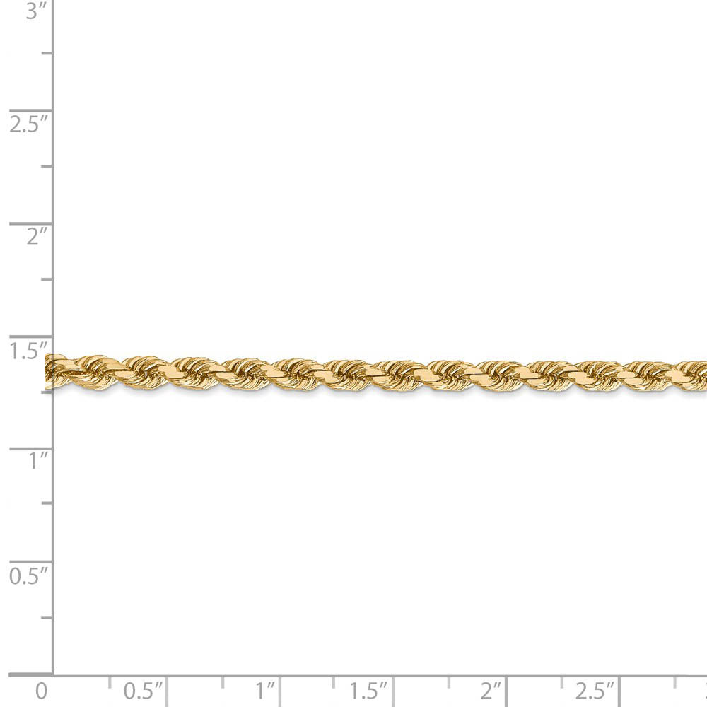 Alternate view of the 4mm, 14k Yellow Gold, Diamond Cut Solid Rope Chain Bracelet by The Black Bow Jewelry Co.