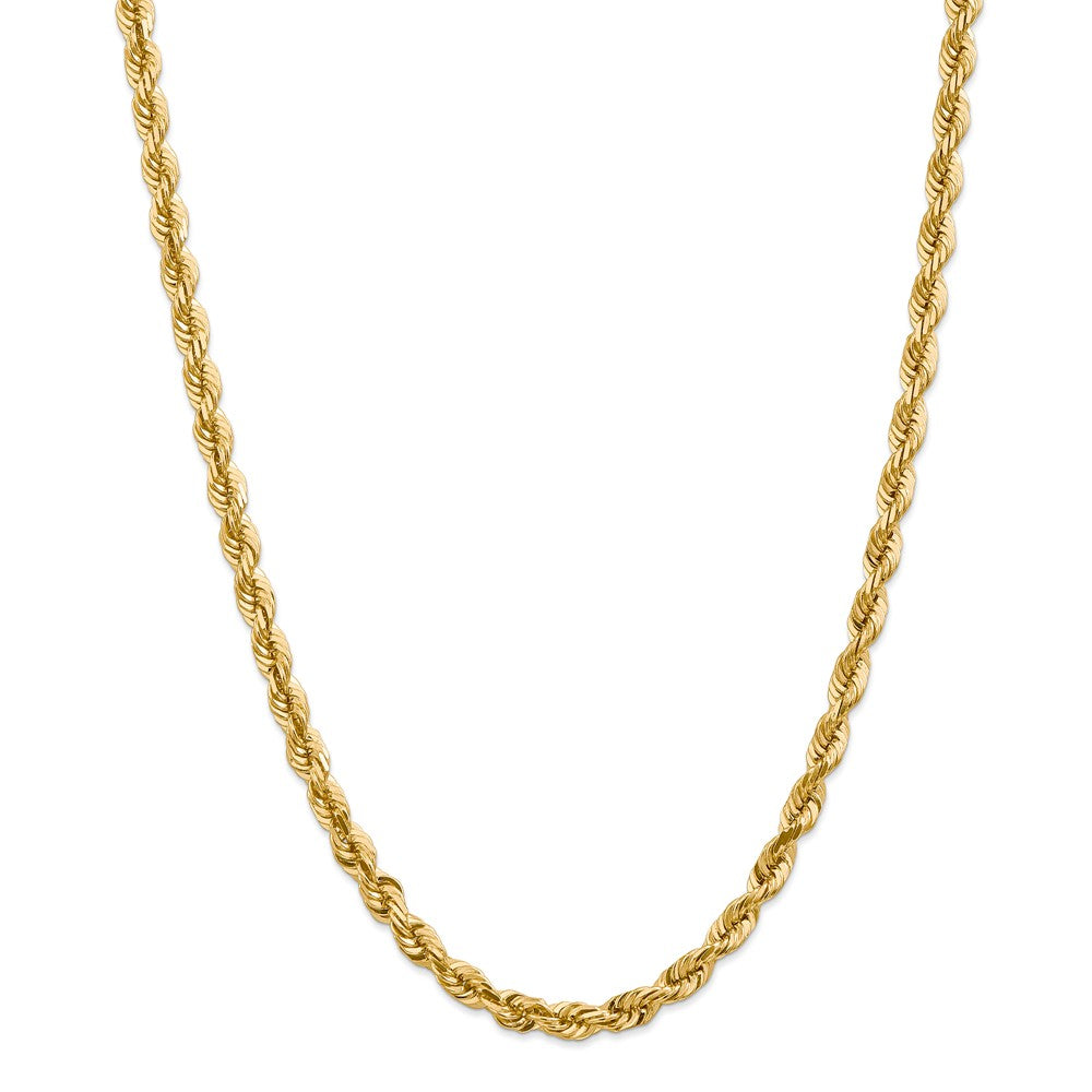 Alternate view of the 5.5mm, 14k Yellow Gold, Diamond Cut Solid Rope Chain Necklace by The Black Bow Jewelry Co.