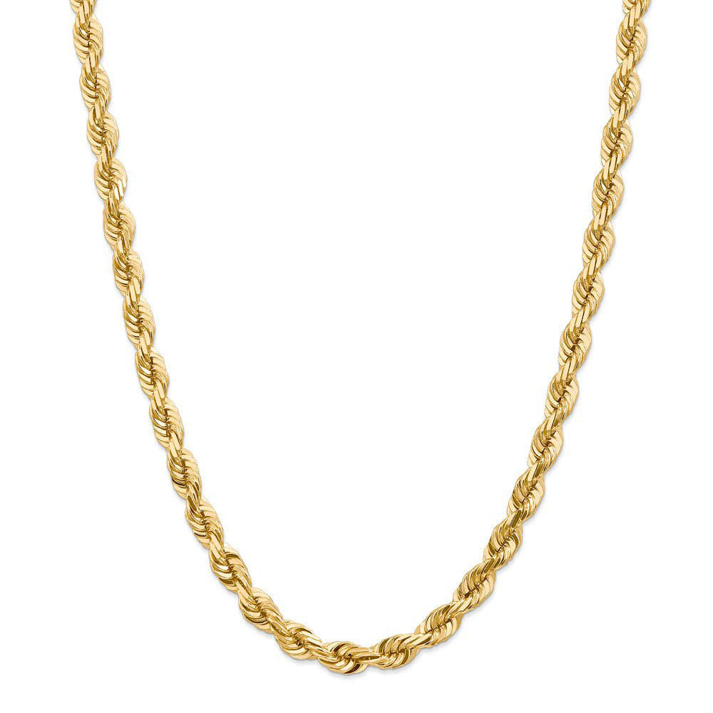 Men's 7mm, 14k Yellow Gold, Diamond Cut Solid Rope Chain Necklace, Item C8121 by The Black Bow Jewelry Co.