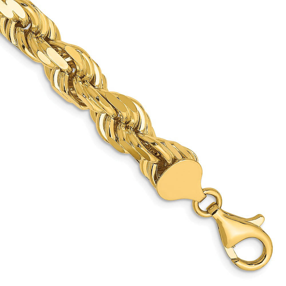 Men's 8mm, 14k Yellow Gold, Diamond Cut Rope Chain Bracelet, 9 Inch, Item C8122-09 by The Black Bow Jewelry Co.