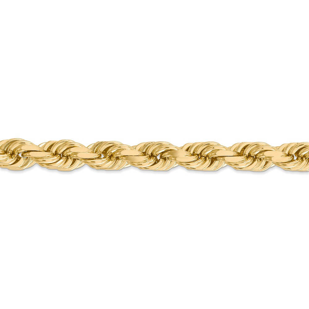 Alternate view of the Men's 8mm, 14k Yellow Gold, Diamond Cut Rope Chain Bracelet, 9 Inch by The Black Bow Jewelry Co.