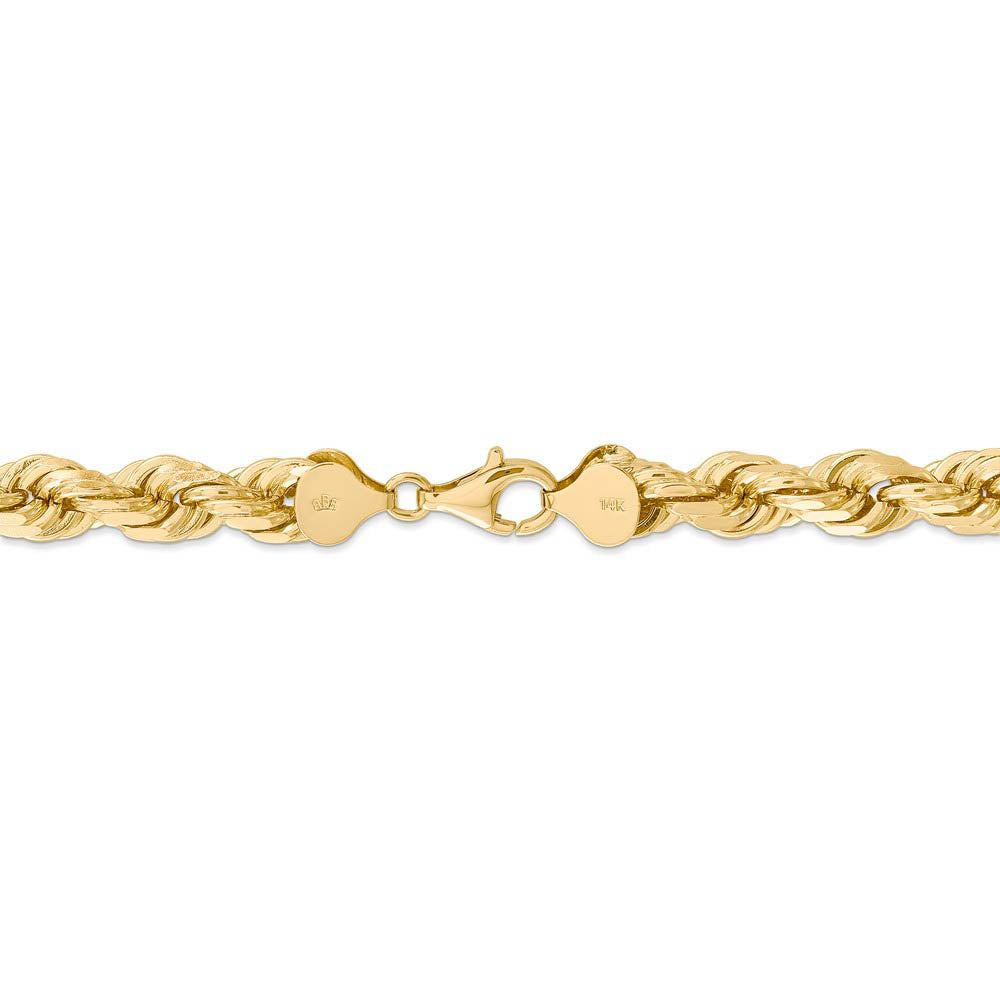 Alternate view of the Men's 8mm, 14k Yellow Gold, Diamond Cut Rope Chain Bracelet, 9 Inch by The Black Bow Jewelry Co.