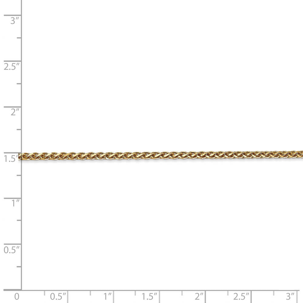 Alternate view of the 1.8mm, 14k Yellow Gold Diamond Cut Solid Spiga Chain Necklace by The Black Bow Jewelry Co.