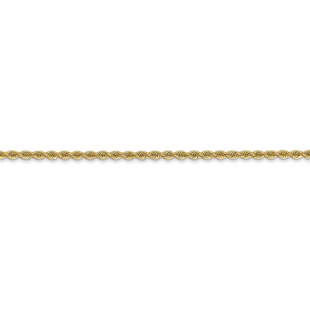 Alternate view of the 2mm, 14k Yellow Gold, Handmade Solid Rope Chain Anklet or Bracelet by The Black Bow Jewelry Co.