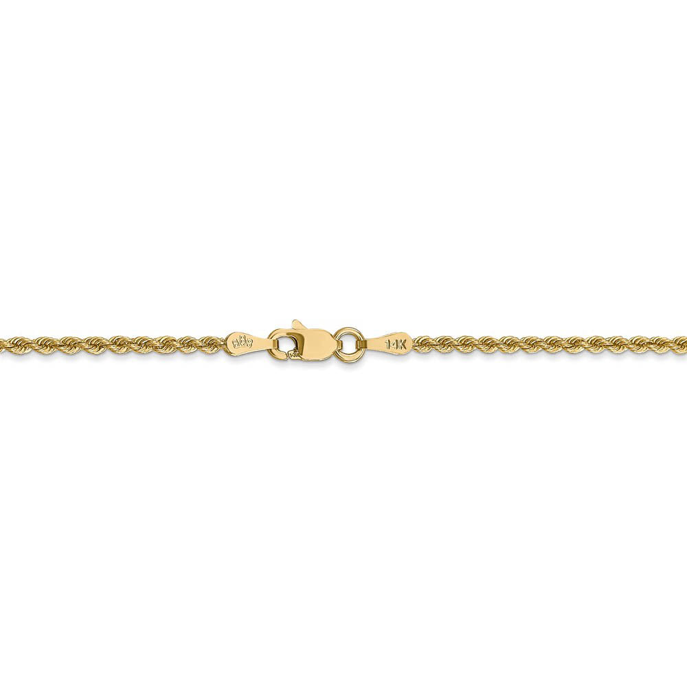 Alternate view of the 2mm, 14k Yellow Gold, Handmade Solid Rope Chain Anklet or Bracelet by The Black Bow Jewelry Co.