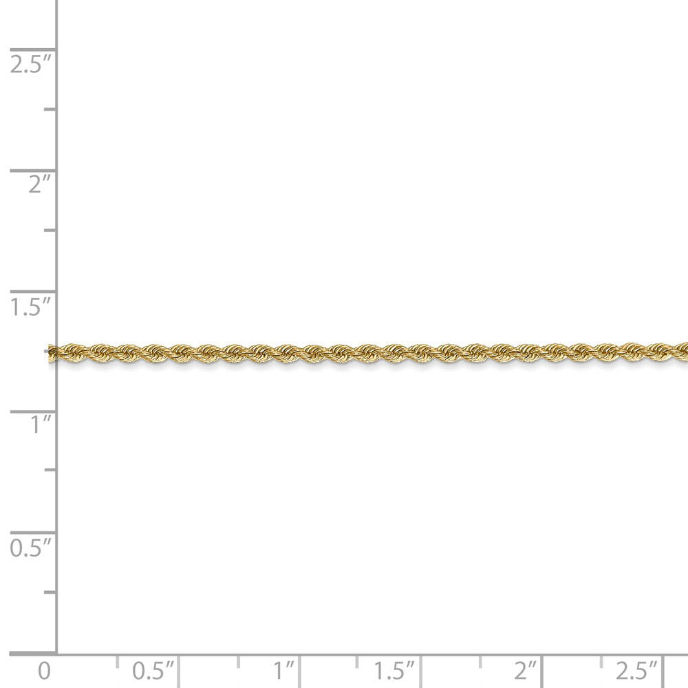 Alternate view of the 2mm, 14k Yellow Gold, Handmade Solid Rope Chain Anklet or Bracelet by The Black Bow Jewelry Co.