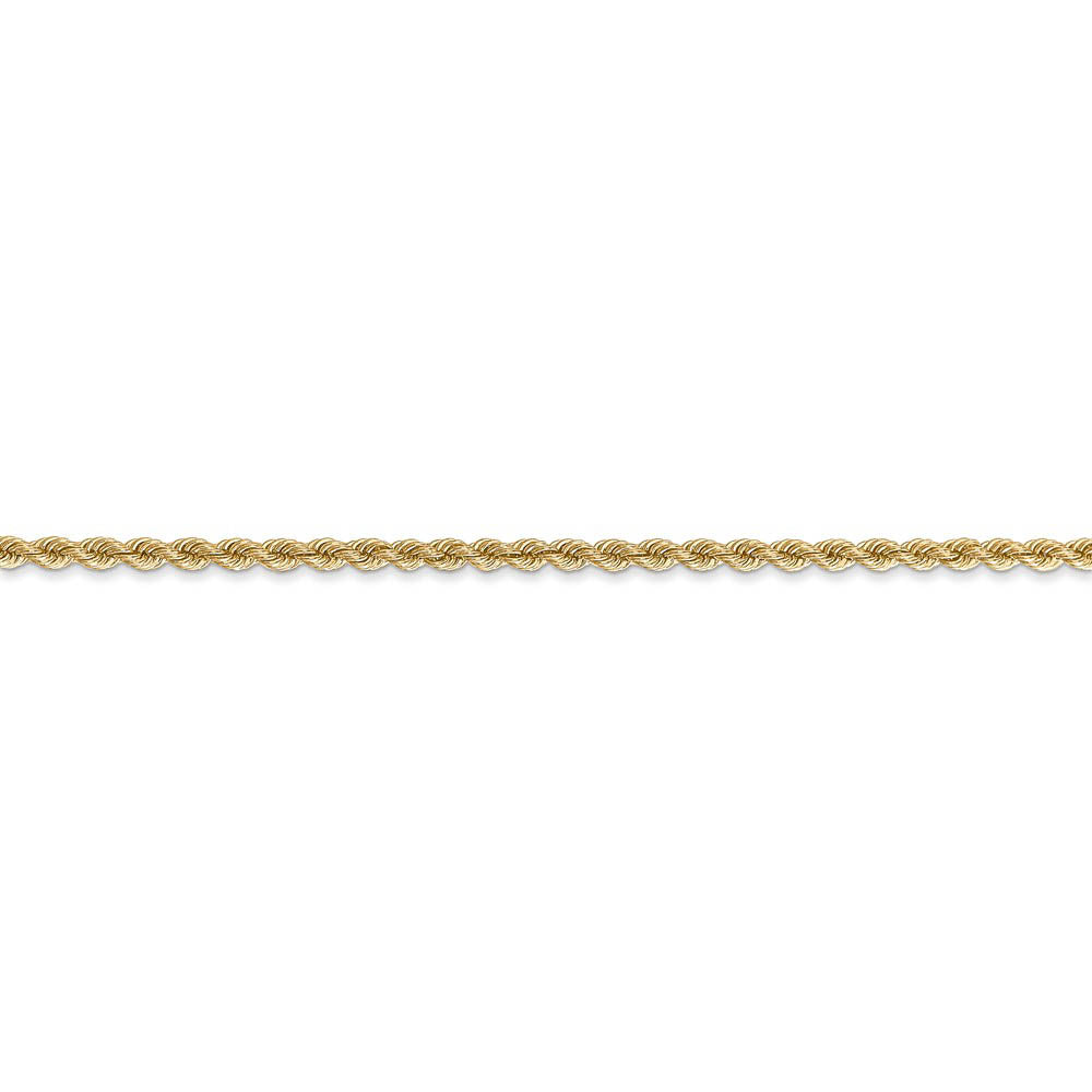 Alternate view of the 2.25mm, 14k Yellow Gold, Handmade Solid Rope Chain Anklet or Bracelet by The Black Bow Jewelry Co.