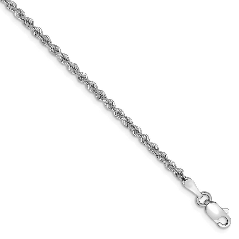 2.25mm, 14k White Gold, Handmade Solid Rope Chain Bracelet